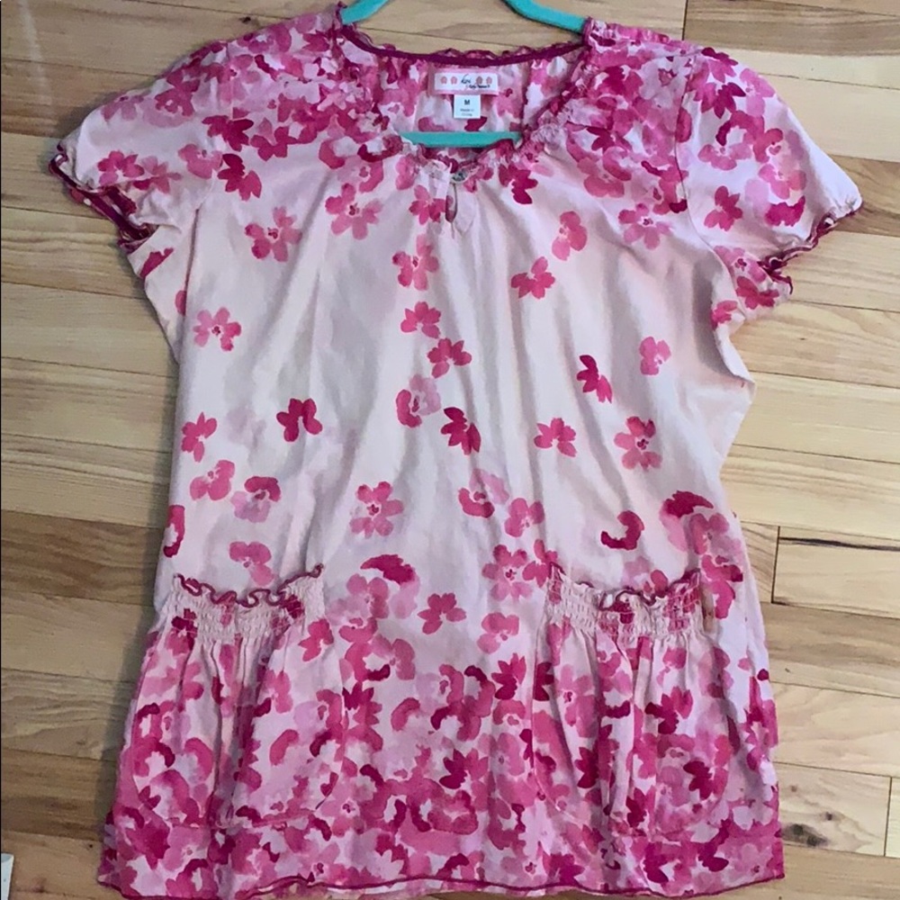 Koi pink floral medium scrub top